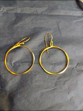 3 For $15 Gold Tone Hoop Drop Earrings - Classic Circle Design